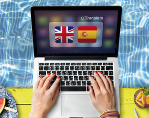 Flag Countries Foreign Word Translation Concept