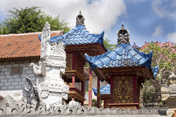 Fototapeta premium Blue roofs of houses good spirits, Nusa Penida, Indonesia