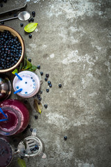 Fototapeta na wymiar blueberry smoothies and juice