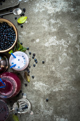 blueberry smoothies and juice