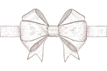 Ribbon bow. Hand drawn sketch