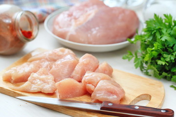 Raw chicken prepared for cook