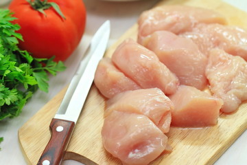 Raw chicken prepared for cook