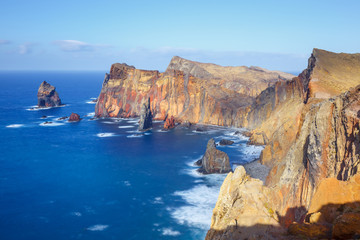 Fototapeta na wymiar cliffs at the Ponta de Sao Lourenco, Madeira, Portugal