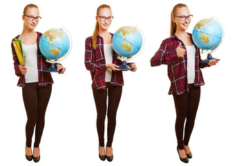 Drei Varianten einer Lehrerin für Erdkunde