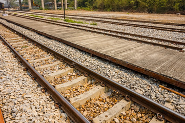image of railway tracks closeup, old style