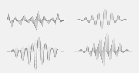 Vector halftone sound waves set. Music Digital Equalizer.