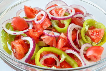 Vegetable salad in a glass bowl