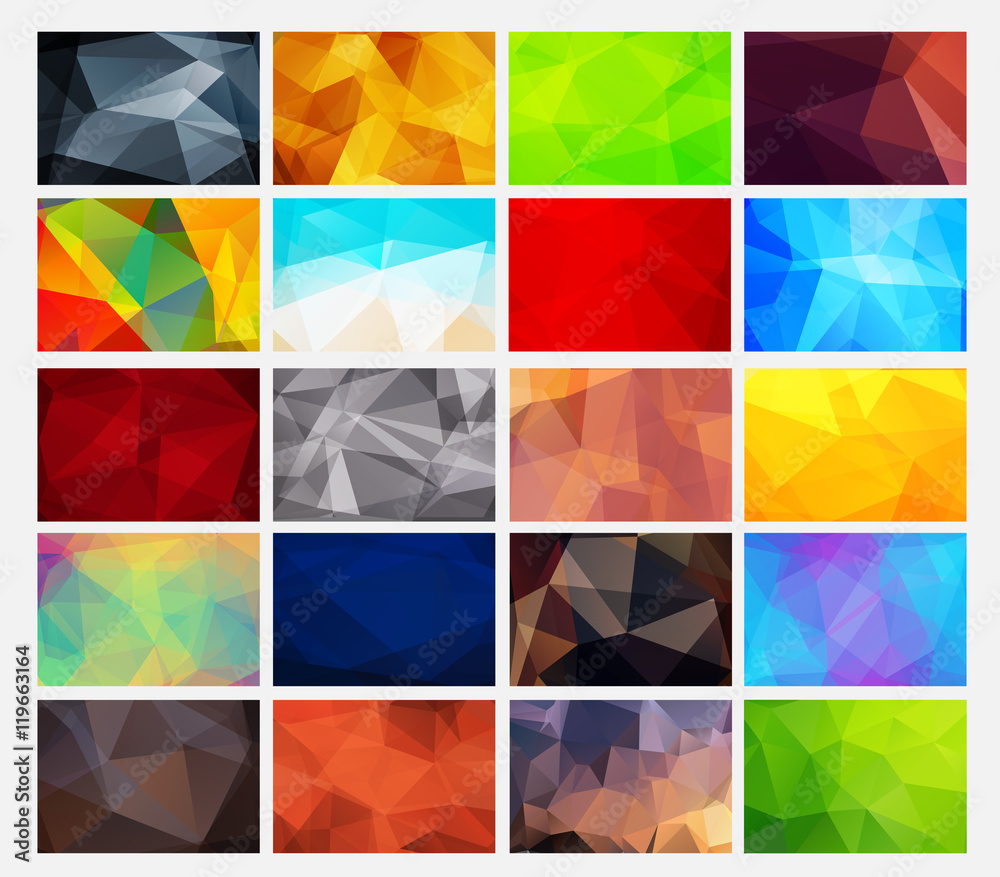 Aufkleber set of colorful abstract backgrounds polygonal