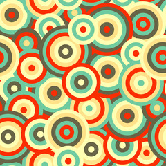 Circles in retro colours, seamless pattern