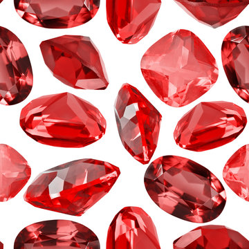 seamless background from isolated red ruby gems