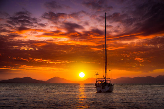 Fototapeta sunset in Greece