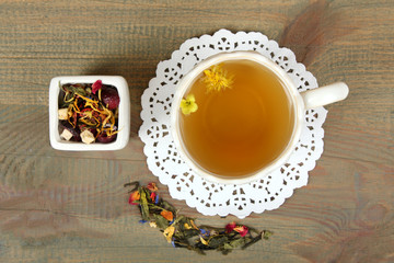 Obraz na płótnie Canvas Cup of tea on wooden background