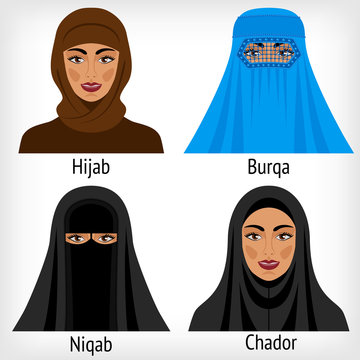Muslim women in traditional headwear