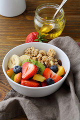 Cereal with summer fruits and berries