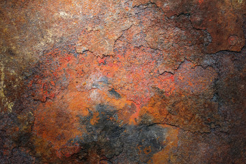 Rusty metal texture or rusty metal background. Grunge retro vintage of rusty metal plate for design with copy space for text or image. Dark edged.