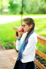 Fototapeta premium Happy beauty kid schoolgirl