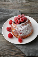 Sweet buns with raspberry