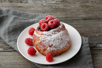  Homemade Sweet buns with raspberry