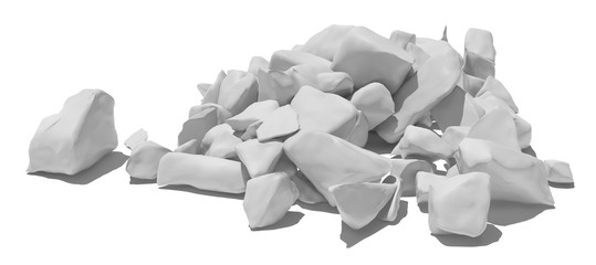Pile of stone isolated on white background