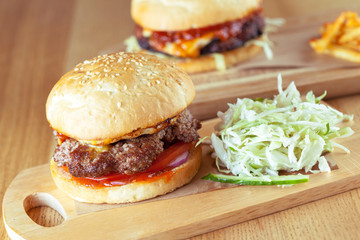 Tasty and appetizing hamburger