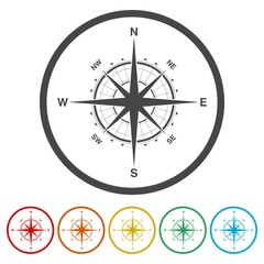 Compass icon, 6 Colors