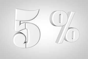 3D white text 5%