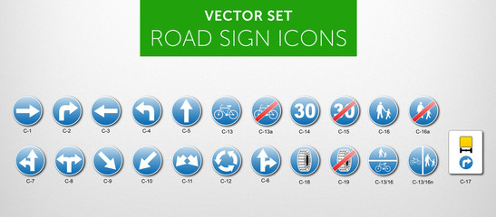 ROAD SIGNS | Znaki Drogowe Nakazu - vector icon PACK vol.2