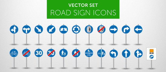 ROAD SIGNS | Znaki Drogowe Nakazu - vector icon PACK vol.3 - 119669338