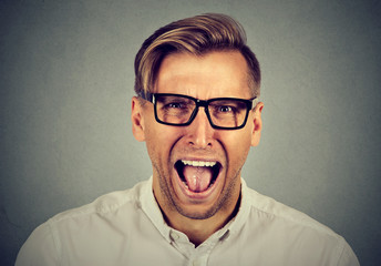 portrait of young angry man