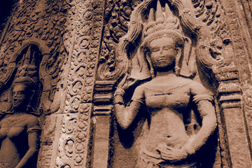 Khmer Stone Carvings in Angkor Wat, Cambodia