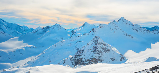 Obraz premium Panorama with range of mountains peaks