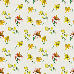 Seamless pattern with yellow flowers