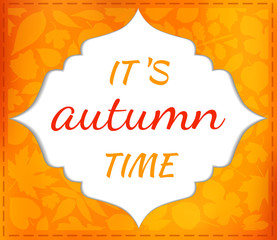 Autumn banner with space for text. Vector seasonal card with orange falling leaves. The blank for postcard, flyers, invitations.