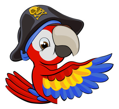Cartoon Parrot in Pirate Hat