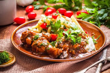Green beans tomatoes rice chicken tomato sauce