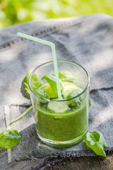 Green smoothie fresh cucumbers celery basil
