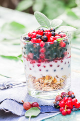 Healthy diet muesli colorful fresh fruit