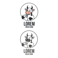 Fototapeta premium Vector thumbs up cow logo design template. Fresh Farm emblem concept icon. Perfect for meat, milk and creamery labels