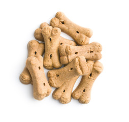 Dog food shaped like bones.