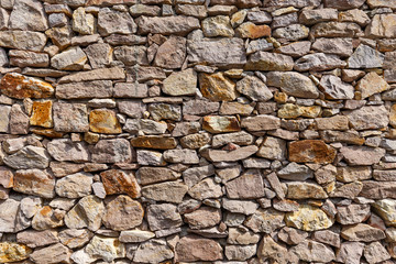 Uneven cracked real stone wall