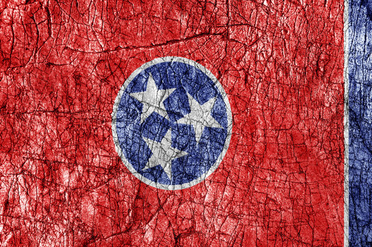 Grudge stone painted US Tennessee flag