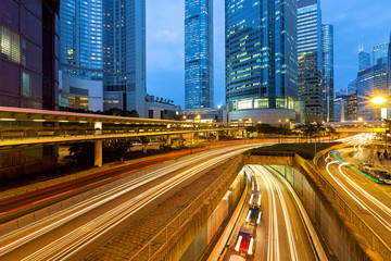 Fototapeta na wymiar Traffic in Hong Kong City at Night