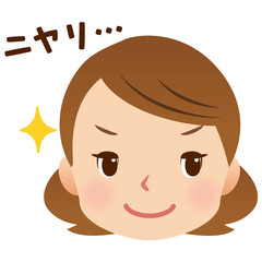 女性　表情　顔　企み