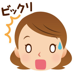 女性　表情　顔　びっくり