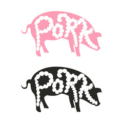 Trendy typographic premium pork meat label. Vector illustration