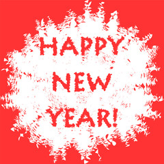 Obraz premium Happy New Year! Handwritten Lettering in Snowball Blot on Red Background. Vector Illustration.