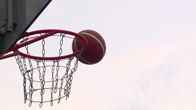 The basket ball flies