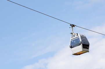 The new cabin cableway against the blue sky