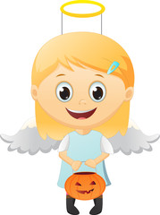 little girl dressed as an angel